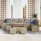 Gartensofa-set mit Kissen mit Speicher 10 pcs Beige Poly Rattan