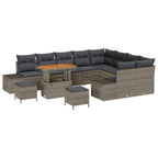 Gartensofa-set mit Kissen mit Speicher 12 pcs Grau Poly Rattan