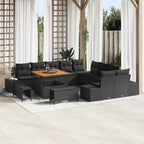 Gartensofa-set mit Kissen 13 pcs Schwarz Poly Rattan