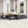 Gartensofa-set mit Kissen 13 pcs Schwarz Poly Rattan