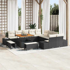 Gartensofa-set mit Kissen 13 pcs Schwarz Poly Rattan