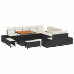 Gartensofa-set mit Kissen 13 pcs Schwarz Poly Rattan
