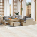 Gartensofa-set mit Kissen mit Speicher 13 pcs Beige Poly Rattan