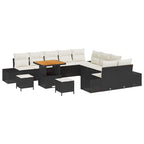Gartensofa-set mit Kissen 13 pcs Schwarz Poly Rattan