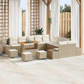 Gartensofa-set mit Kissen mit Speicher 14 pcs Beige Poly Rattan
