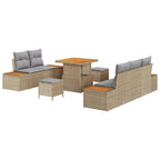 Garten-Sofa-Set mit Kissen 8 pcs Beige und Hellgrau