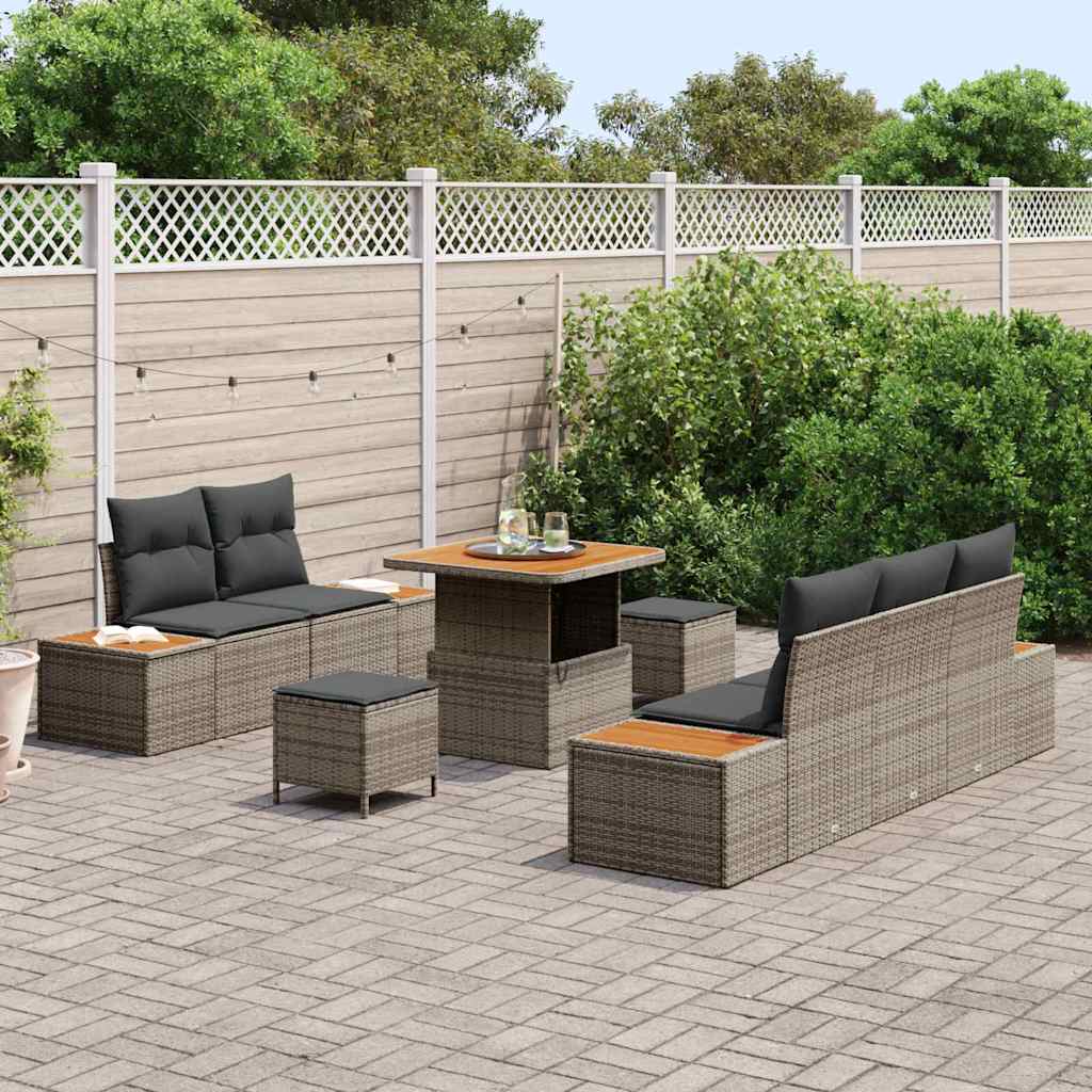 Garten-Sofa-Set mit Kissen 8 pcs Hellgrau und Dunkelgrau