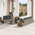 Gartensofa-set mit Kissen mit Speicher 10 pcs Grau Poly Rattan