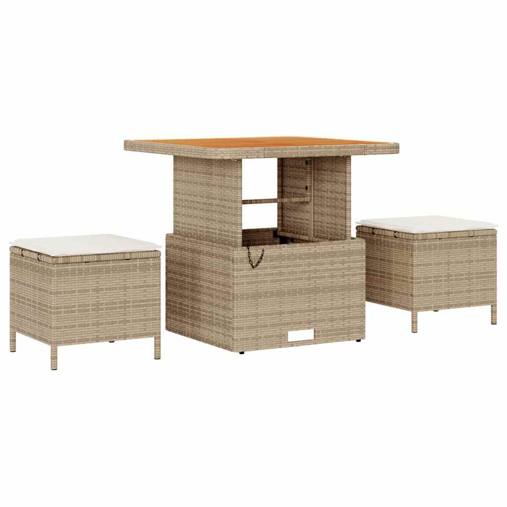 Gartensofa-set mit Kissen mit Speicher 11 pcs Beige Poly Rattan