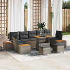 Gartensofa-set mit Kissen mit Speicher 10 pcs Grau Poly Rattan