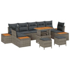 Gartensofa-set mit Kissen mit Speicher 10 pcs Grau Poly Rattan