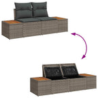 Gartensofa-set mit Kissen mit Speicher 10 pcs Grau Poly Rattan