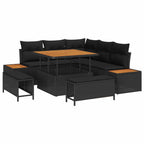 Gartensofa-set mit Kissen 8 pcs Schwarz Poly Rattan