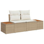 Gartensofa-set mit Kissen mit Speicher 8 pcs Beige Poly Rattan