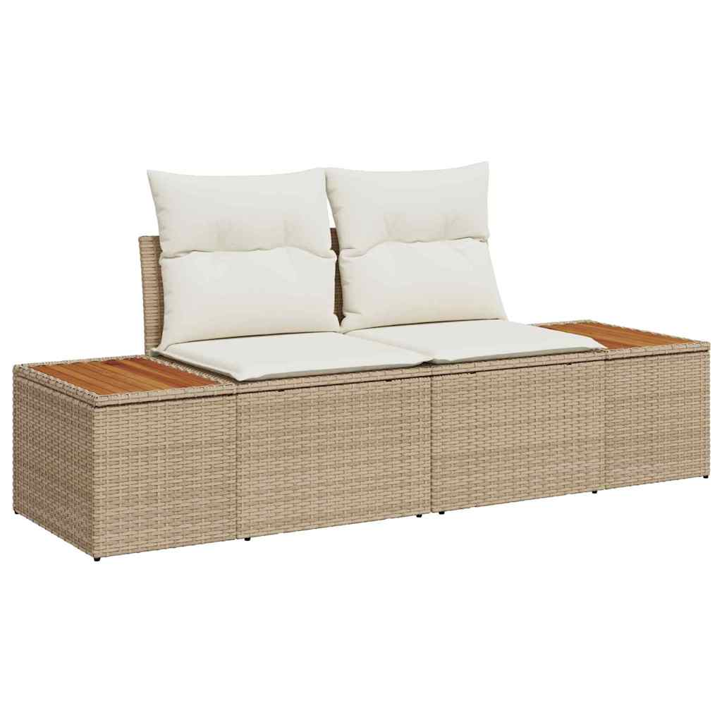 Gartensofa-set mit Kissen mit Speicher 8 pcs Beige Poly Rattan