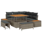 Gartensofa-set mit Kissen mit Speicher 8 pcs Grau Poly Rattan
