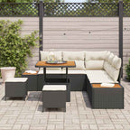 Gartensofa-set mit Kissen 8 pcs Schwarz Poly Rattan