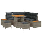 Gartensofa-set mit Kissen mit Speicher 8 pcs Grau Poly Rattan