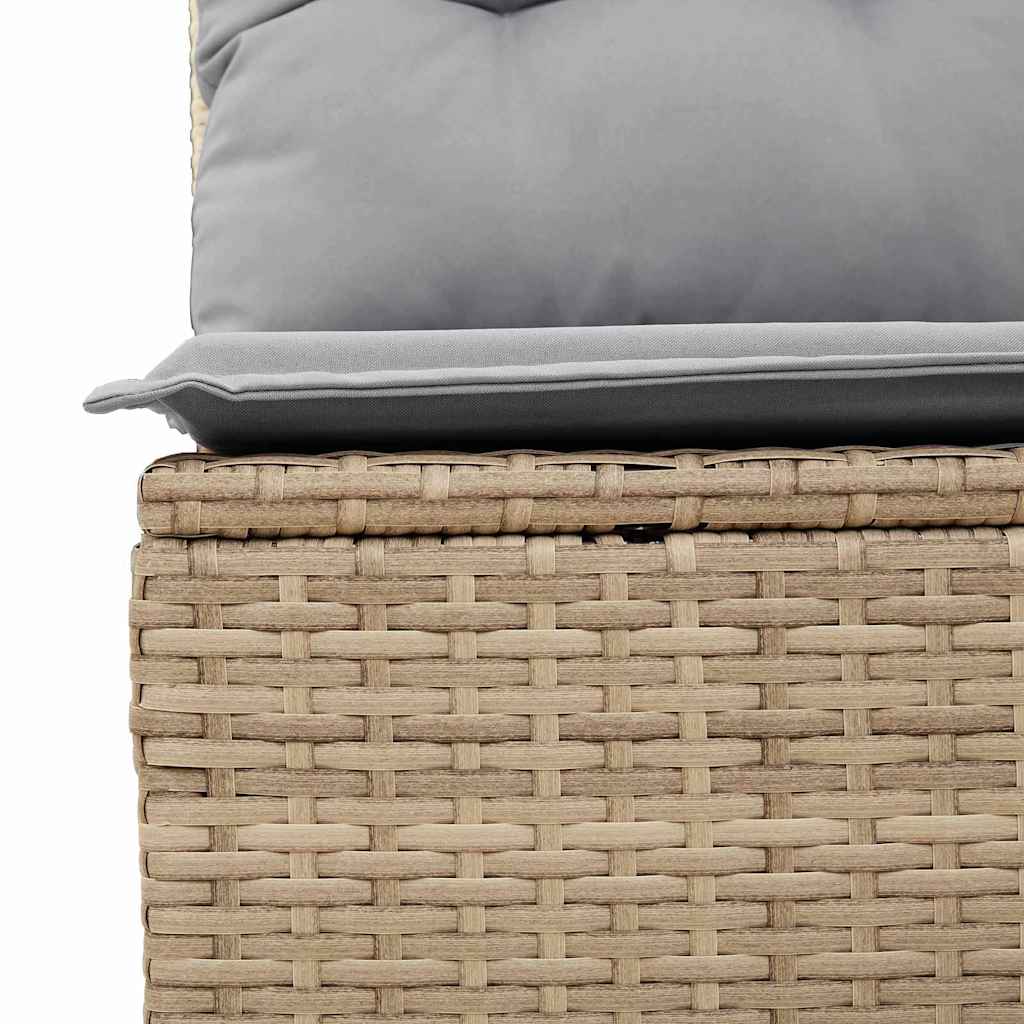 Gartensofa-set mit Kissen mit Speicher 9 pcs Beige Poly Rattan