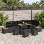 Gartensofa-set mit Kissen 10 pcs Schwarz Poly Rattan