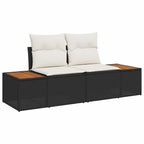 Gartensofa-set mit Kissen 10 pcs Schwarz Poly Rattan