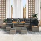 Gartensofa-set mit Kissen mit Speicher 10 pcs Grau Poly Rattan