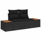 Gartensofa-set mit Kissen 12 pcs Schwarz Poly Rattan