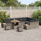 Gartensofa-set mit Kissen mit Speicher 12 pcs Grau Poly Rattan