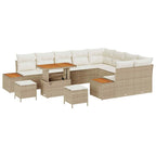 Gartensofa-set mit Kissen mit Speicher 12 pcs Beige Poly Rattan