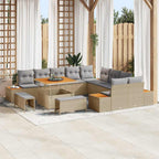 Gartensofa-set mit Kissen mit Speicher 13 pcs Beige Poly Rattan