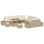 Gartensofa-set mit Kissen mit Speicher 13 pcs Beige Poly Rattan