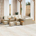 Gartensofa-set mit Kissen mit Speicher 14 pcs Beige Poly Rattan