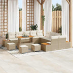Gartensofa-set mit Kissen mit Speicher 14 pcs Beige Poly Rattan