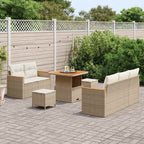 Gartensofa-set mit Kissen 10 pcs Beige und Creme Poly-Rattan