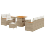 Gartensofa-set mit Kissen 10 pcs Beige und Creme Poly-Rattan