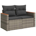 Gartensofa-set mit Kissen 10 pcs Grau Poly-Rattan