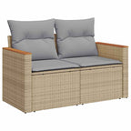 Gartensofa-set mit Kissen 10 pcs Beige und Hellgrau Poly-Rattan