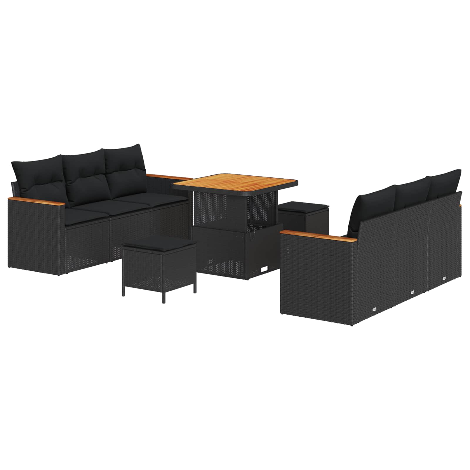Gartensofa-set mit Kissen 11 pcs Schwarz Poly-Rattan