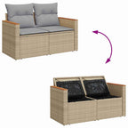 Gartensofa-set mit Kissen 11 pcs Beige und Hellgrau Poly-Rattan