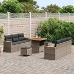 Gartensofa-set mit Kissen 11 pcs Grau Poly-Rattan