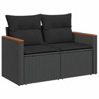 Gartensofa-set mit Kissen 11 pcs Schwarz Poly-Rattan