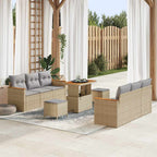 Gartensofa-set mit Kissen 11 pcs Beige und Hellgrau Poly-Rattan