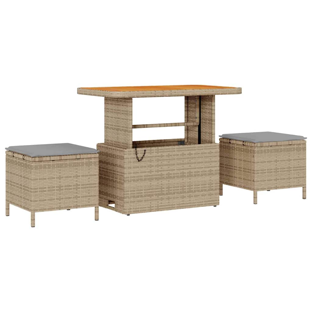 Gartensofa-set mit Kissen 11 pcs Beige und Hellgrau Poly-Rattan