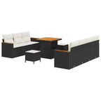 Gartensofa-set mit Kissen 14 pcs Schwarz und Creme Poly-Rattan
