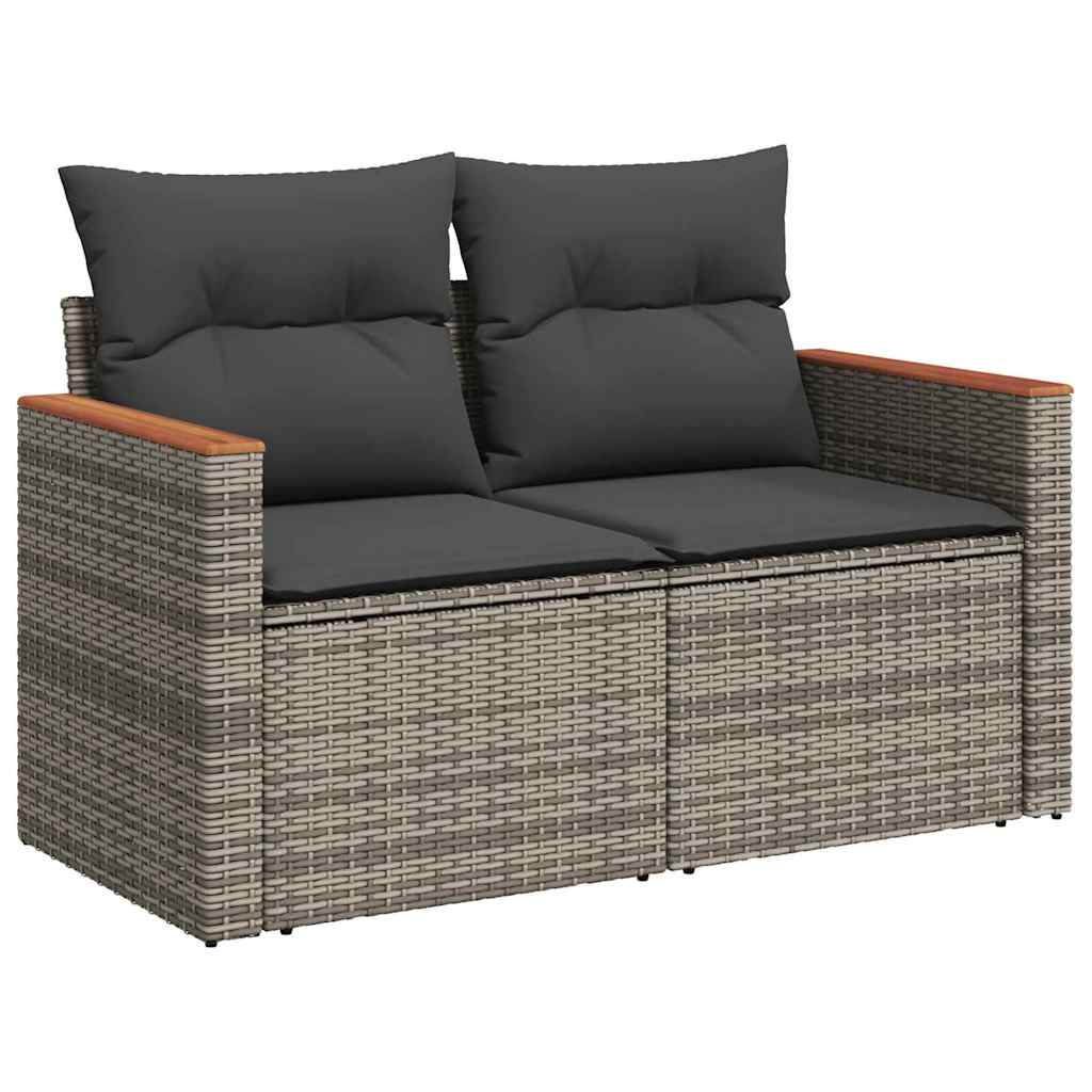 Gartensofa-set mit Kissen 14 pcs Grau Poly-Rattan