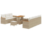 Gartensofa-set mit Kissen 14 pcs Beige und Creme Poly-Rattan
