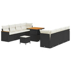Gartensofa-set mit Kissen 12 pcs Schwarz Poly-Rattan