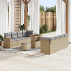 Gartensofa-set mit Kissen 12 pcs Beige Poly-Rattan