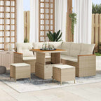 Gartensofa-set mit Kissen 8 pcs Beige Poly Rattan