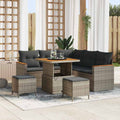 Gartensofa-set mit Kissen 8 pcs Grau Poly Rattan
